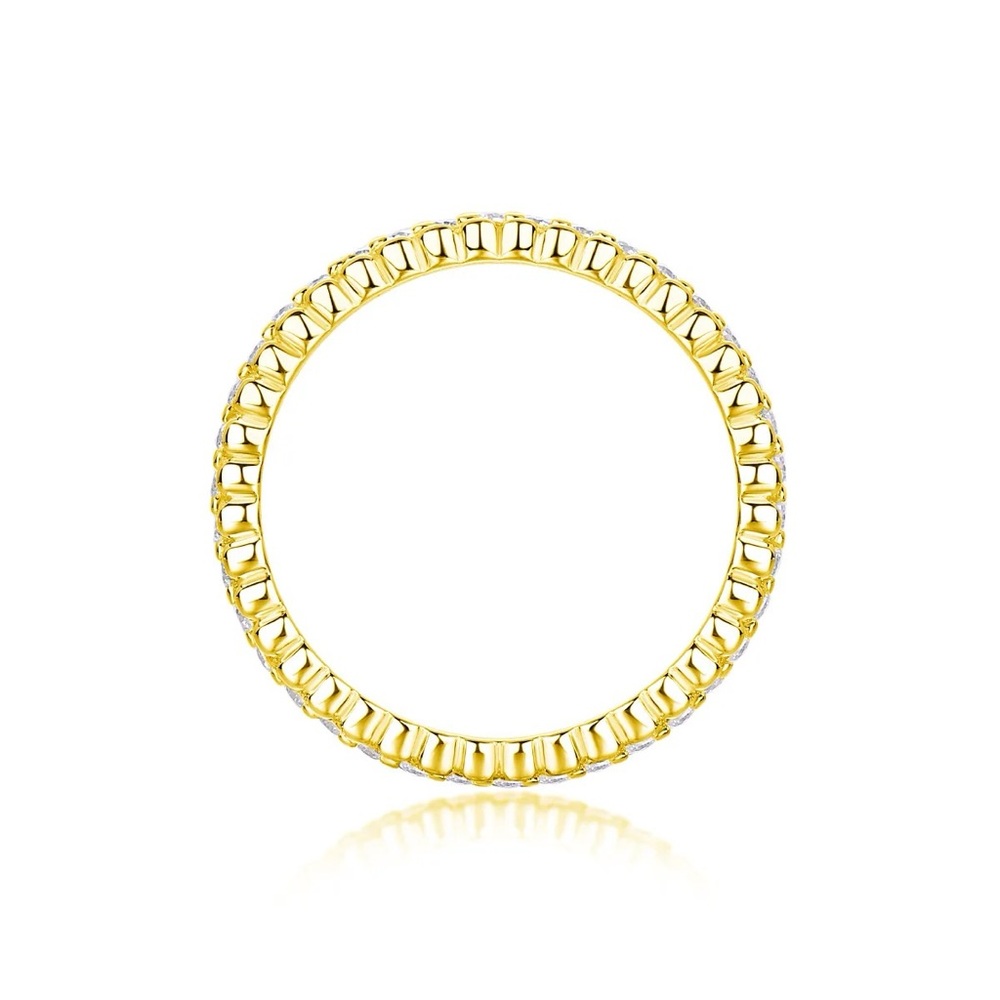 $290 NEW - 18K Gold Sterling Silver Beaded Moissanite Eternity Band Ring - Picture 4 of 8